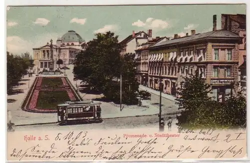 24722 Ak Halle a.S. Promenade et théâtre de ville 1903