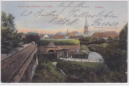 47633 Ak Gruß aus Dömitz an der Elbe Festung 1906