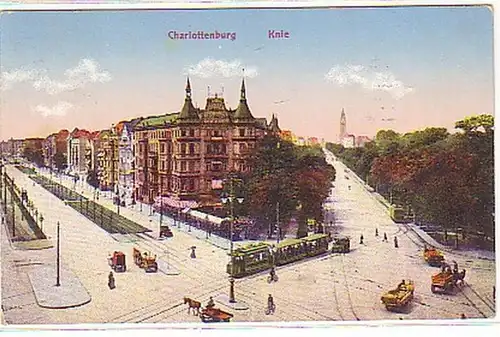 24692 Ak Charlottenburg Knie mit Verkehr 1914