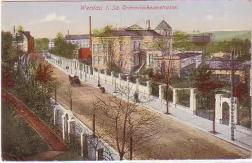 24687 Ak Werdau i. Sa. Crimmitschauer Strasse um 1910