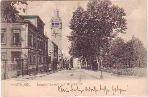 24641 Ak Pforzheim Bahnhofstraße avec ministère du district 1906