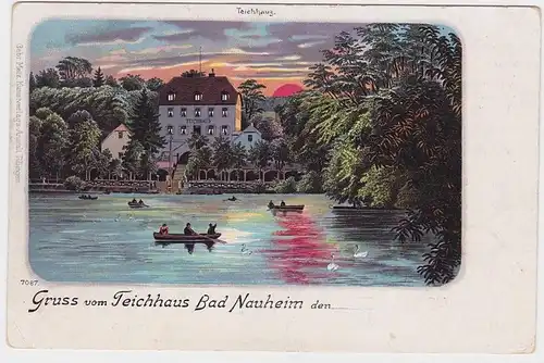 47659 Ak Gruß vom Teichhaus Bad Nauheim 1900