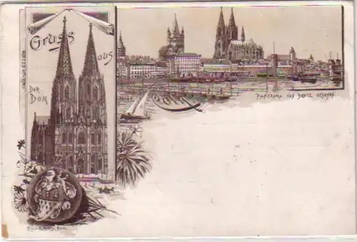 24592 Ak Lithographie Gruss de Cöln am Rhein 1896