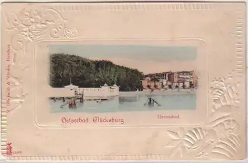 24571 Präge Ak Ostseebad Glücksburg Herrenbad 1900