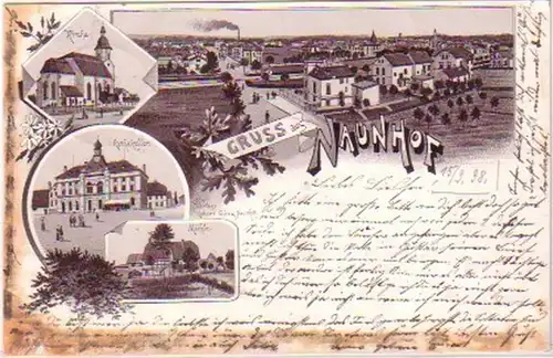 24558 Ak Lithographie Gruß aus Naunhof 1898