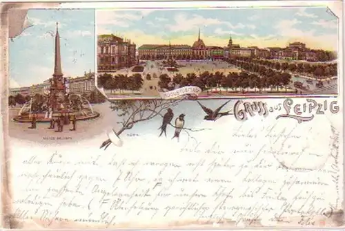 24542 Ak Lithographie Gruß aus Leipzig 1898