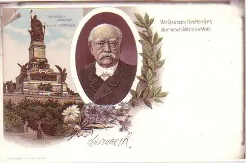 24537 Ak Lithographie Niederwald Monument vers 1900
