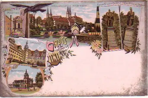 24531 Ak Lithographie Gruss de Merseburg 1901