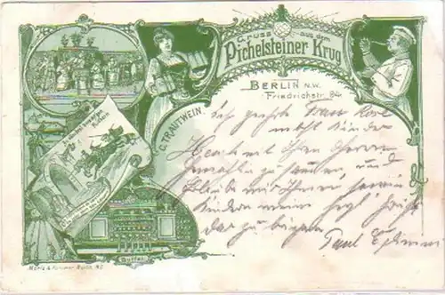 24514 Ak Gruß aus dem Pichelsteiner Krug Berlin 1902
