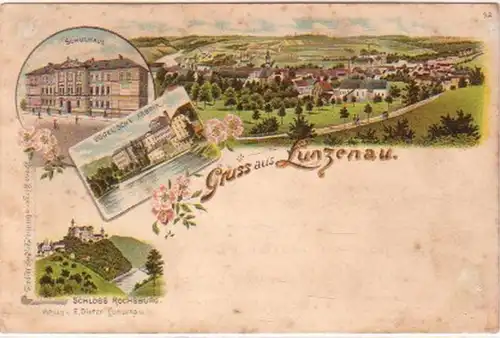 24497 Ak Lithographie Gruss aus Lunzenau 1897