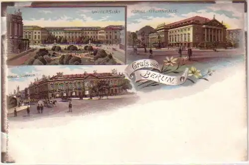 24492 Ak Lithographie Gruß aus Berlin Uni usw. um 1900