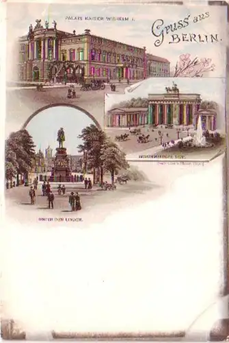 24486 Ak Lithographie Gruss aus Berlin um 1900