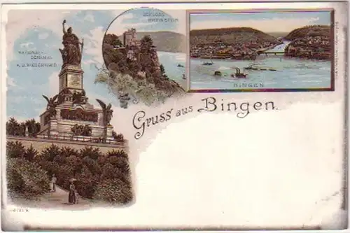 24463 Ak Lithographie Gruss de Bingen vers 1900