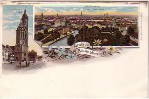 24460 Ak Lithographie Gruss de Braunschweig vers 1900