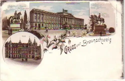 24458 Ak Lithographie Gruss de Braunschweig vers 1900