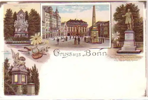 24457 Ak Lithographie Gruss aus Bonn um 1900