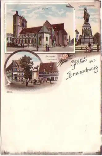 24459 Ak Lithographie Gruss de Braunschweig vers 1900