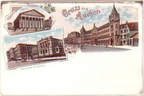 24456 Ak Lithographie Gruss aus Aachen um 1900