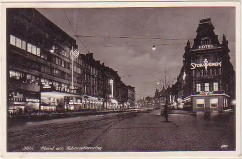 24443 Ak Cologne Soirée au Hohenzollernring 1943