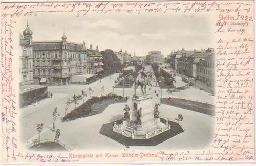 24327 Ak Stettin Königsplatz mit Denkmal 1905