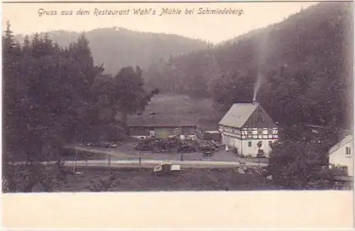 24304 Ak Gruß aus dem Restaurant bei Schmiedeberg 1910