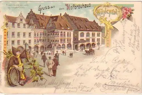 24277 Ak Litho Gruss aus dem Hofbräuhaus München 1900