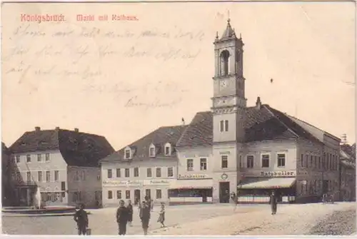 24258 Ak Königsbrück Markt mit Rathaus 1910