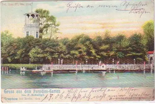 24221 Ak Salutation du Paradis Jardin Treptow 1906