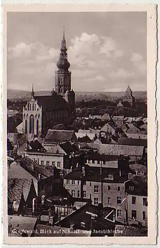 24211 Ak Greifswald Blick auf Nikolai- und Jacobikirche