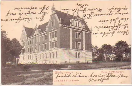 24195 Ak Bischofswerda neue Bürgerschule 1905