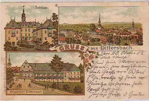 24162 Ak Lithographie Gruß aus Dittersbach 1905