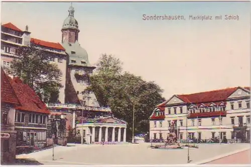 24123 Ak Sondershausen Marktplatz mit Schloß um 1910