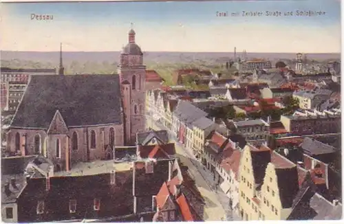 24106 Ak Dessau Zerbster Straße u. Schloßkirche 1916