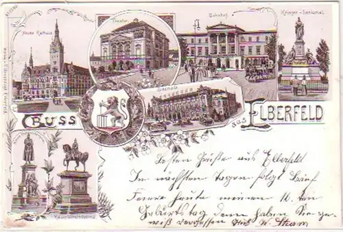 24085 Ak Lithographie Gruss aus Elberfeld 1897