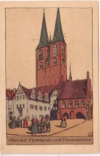 24075 Ak Stendal Marktplatz et Marienkirchen vers 1925