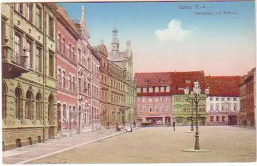 24068 Ak Kahla S.-A. Marktplatz mit Rathaus um 1910