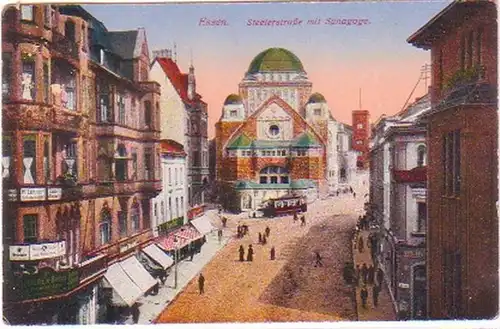 24029 Ak Essen Steelerstraße avec Synagogue 1918