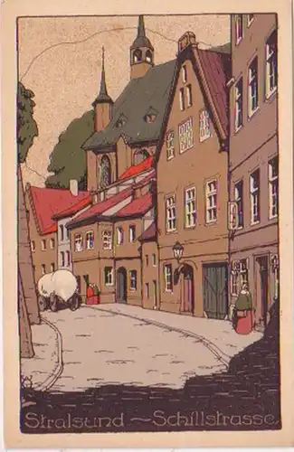 24010 Artiste Ak Stralsund Schillstrasse vers 1925