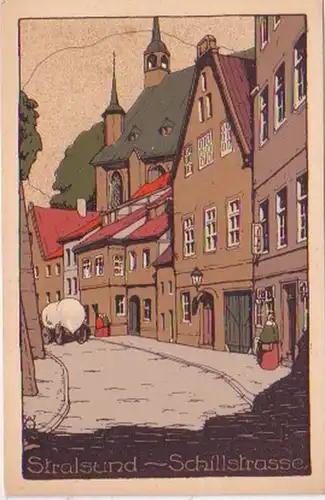 24010 Künstler Ak Stralsund Schillstrasse um 1925