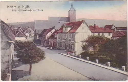 24008 Ak Kelbra a.Kyff. Vue sur Marktstrasse 1923