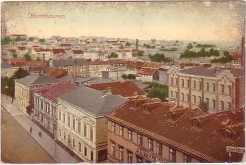 23999 Ak Nordhausen Vue totale avec Hôtel Bourse 1909