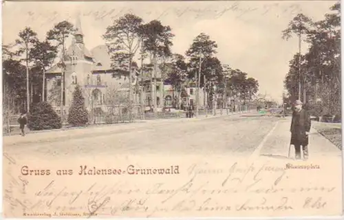 23984 Ak Gruss aus Halensee-Grunewald Johannaplatz 1901