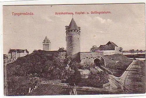 23961 Ak Tangermünde Krankenhaus und Gefängnisturm 1908