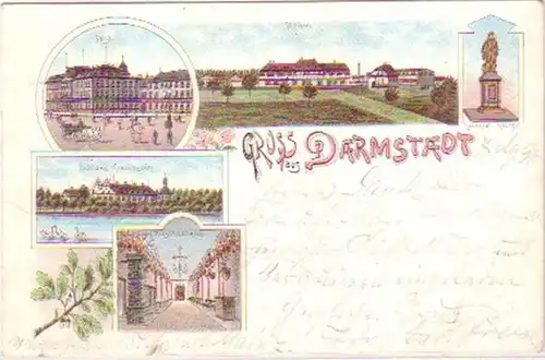 23955 Ak Lithographie Gruss aus Darmstadt 1898