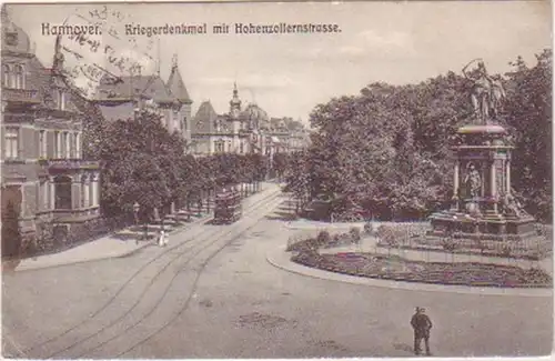 23839 Ak Hannover Kriegerdenkmal mit Hohenzollernstraße