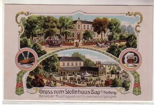 23838 Mehrbild Ak Gruß vom Stollnhaus Zug bei Freiberg um 1910