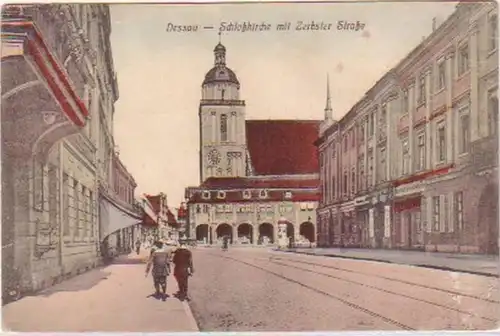 23803 Ak Dessau Schloßkirche m. Zerbster Straße 1938