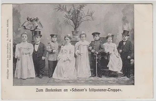 23802 Ak Andenken an Scheuers Liliputaner Truppe 1910