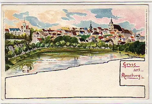 23789 Ak Lithographie Gruss aus Ronneburg um 1900