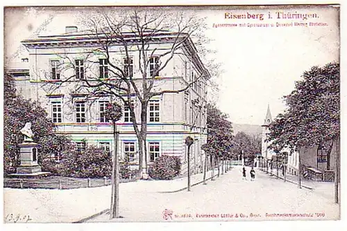 23729 Ak Eisenberg Thür. Agnesstr. + Gymnasium um 1910